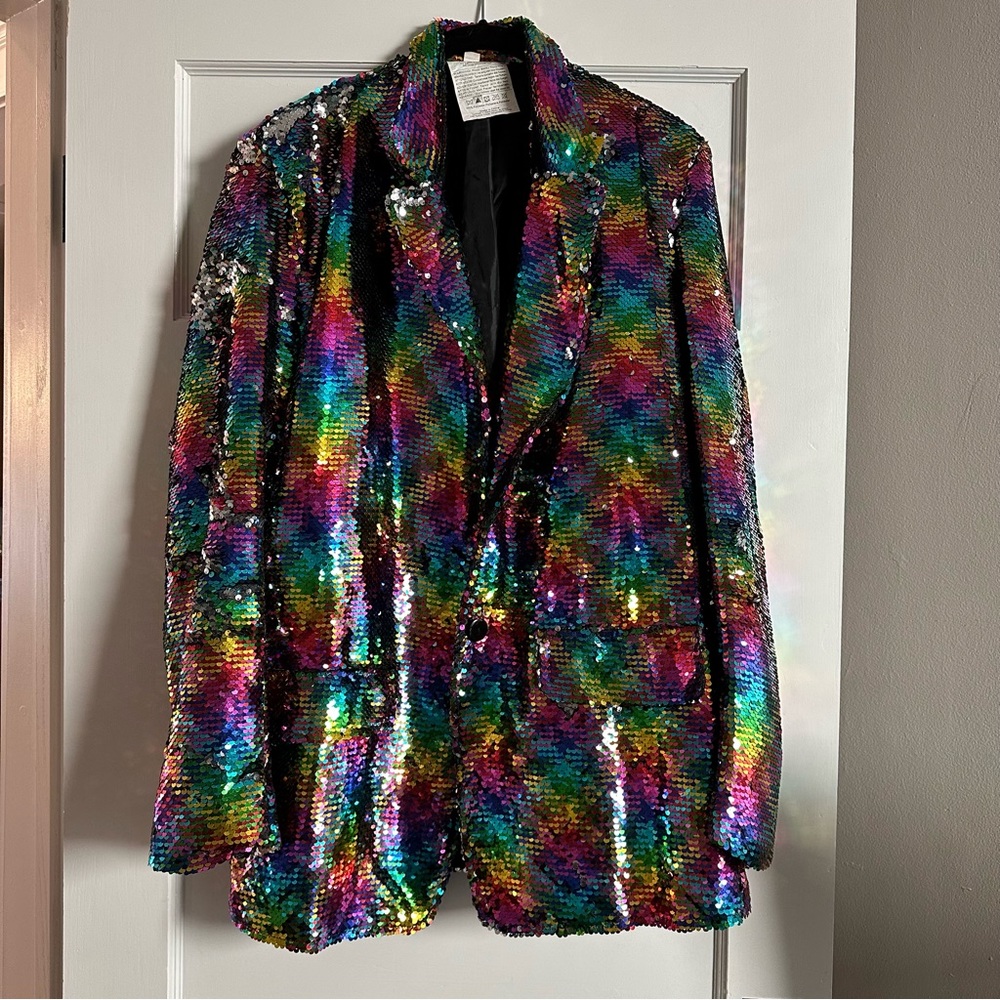 Rainbow Sequin Disco Blazer
